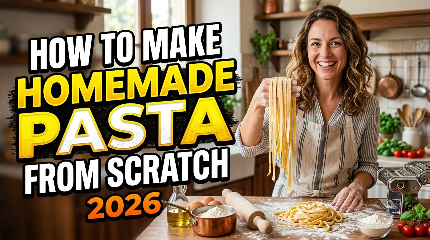 Learning how to make homemade pasta from scratch changed the way I eat forever. I'm not being dramatic about that either. The first time I bit into a forkful of silky, tender fettuccine that I'd rolled out on my own kitchen counter, I genuinely wondered why I'd spent 25 years buying the dried stuff. The ingredients are cheap and the process is honestly therapeutic. Nothing in a box comes close to how it tastes. What You Need Before You Start Forget fancy equipment for now. You need four ingredients: all-purpose flour (or "00" flour if you can find it), eggs, olive oil, and salt. That's the whole list. I started with King Arthur all-purpose flour and large eggs from Costco, and it worked beautifully. For tools, grab a clean countertop or large cutting board, a fork, a rolling pin, and a sharp knife. A bench scraper helps too, but a butter knife works in a pinch. If you own a KitchenAid stand mixer with the pasta roller attachment, great. You absolutely don't need one though. I made pasta by hand for two full years before I ever touched a machine. One thing I will say: weigh your flour if you can. A cheap kitchen scale (I use the OXO Good Grips one) makes a huge difference in consistency. Cups of flour vary wildly depending on how you scoop, and pasta dough is all about getting the right ratio. Building the Dough This part intimidates people, but it shouldn't. The classic ratio is one large egg per 100 grams of flour. For two generous servings, use 200 grams of flour and two eggs. Add a tiny drizzle of olive oil and a pinch of salt to the eggs. Pile your flour on the counter and make a well in the center, like a little volcano. Crack the eggs into the well. Use a fork to beat the eggs gently, then start pulling flour in from the inner walls a little at a time. Go slow here. If you rush and the egg breaks through the flour wall, you'll have raw egg running across your counter and possibly onto the floor. Ask me how I know. Once it gets too thick for the fork, switch to your hands. Bring the dough together and start kneading. It will look shaggy and rough at first. That's completely normal and not a sign that you've messed up. Kneading Until It Feels Right Here's where the magic happens. Knead your dough for about 8 to 10 minutes. Push it away from you with the heel of your palm, fold it back over itself, rotate a quarter turn, and repeat. You're developing gluten, which gives the pasta its stretch and chew. You'll feel the dough change under your hands. It starts out rough and sticky. After a few minutes it becomes noticeably smoother. By the time you're done, it should feel like a firm earlobe. Weird comparison, I know, but it's the most accurate one I've found. The surface should be smooth, not tacky, and the dough should spring back slightly when you poke it. If it feels too dry, wet your hands and keep kneading. When it's too sticky, dust in a tiny bit of flour. Small adjustments only. Overcorrecting is the most common beginner mistake I see. Resting the Dough (Don't Skip This) Wrap your dough ball tightly in plastic wrap and let it rest at room temperature for 30 minutes. I know it's tempting to skip ahead. Don't. Resting lets the gluten relax, which makes the dough way easier to roll out. Try to roll it immediately and it'll fight you. The dough keeps shrinking back every time you try to stretch it, and the final pasta will turn out tough. I skipped this step exactly once, and the resulting fettuccine had the texture of a rubber band. Set a timer. Clean up your counter. Pour yourself a glass of wine and wait. How to Make Homemade Pasta From Scratch: Rolling It Out After resting, cut the dough in half so it's easier to manage. Keep the piece you're not using covered so it doesn't dry out. If you're rolling by hand, flour your surface generously and start from the center, rolling outward in every direction. Rotate the dough frequently. You want it thin enough to see the shadow of your hand through it, roughly 1 to 2 millimeters thick. This takes patience and some arm strength. Put on a podcast. Using a pasta machine? I eventually bought the Marcato Atlas 150 and I love it. Start on the widest setting. Feed the dough through, fold it in thirds like a letter, and feed it through again. Do this three or four times on the widest setting. Then start stepping down one setting at a time until you reach your desired thickness. For fettuccine, I usually stop at setting 5 or 6. For stuffed pasta like ravioli, go thinner and use setting 6 or 7. Don't rush through the settings. Each pass smooths the dough further and creates those beautiful, silky sheets. Cutting Your Pasta Shapes Once your sheets are rolled out, let them dry on your counter for about five minutes. Not so long that they crack. Just long enough that they're not sticky. For fettuccine or tagliatelle, lightly flour the sheet, fold it loosely into thirds, and slice across it with a sharp knife. I aim for strips about a quarter inch wide. Shake the cut noodles loose, toss them with a little flour or semolina so they don't stick together, and pile them into little nests. For pappardelle, cut wider strips roughly an inch across. For maltagliati (which literally means "badly cut"), just slice irregular shapes. That one's my favorite because it's impossible to mess up. If your pasta machine has cutting attachments, feed the sheets through. It's faster and the noodles come out perfectly even. But hand-cut pasta has a rustic charm that I actually prefer. Cooking Fresh Pasta This part surprises most people: fresh pasta cooks fast. We're talking 2 to 4 minutes in a big pot of salted, boiling water. Not 10 minutes like dried pasta. Set a timer because overcooked fresh pasta turns to mush in a hurry. Salt your water aggressively. I use about a tablespoon of kosher salt per quart of water. It should taste like the ocean. This is your only chance to season the pasta itself, so don't be shy. Pull one noodle out and taste it before draining. You want it tender but with a tiny bit of resistance. Save a cup of the starchy cooking water before you drain, then toss the pasta directly into whatever sauce you're serving it with. That starchy water is liquid gold for getting sauces to cling to every strand. Simple Sauces That Let Fresh Pasta Shine You didn't just spend an hour making pasta from scratch to drown it in jarred marinara. Fresh pasta deserves something simple that shows off its texture. My go-to is cacio e pepe: butter, freshly cracked black pepper, Pecorino Romano, and pasta water. It takes five minutes and tastes like something from a Roman trattoria. Brown butter with sage is another winner. Just melt butter until it turns golden and smells nutty, toss in some fresh sage leaves, and pour it over the noodles. A basic aglio e olio with garlic, olive oil, and red pepper flakes also works beautifully. The point is simplicity. You already did the hard part. Storing and Freezing Tips Fresh pasta is best eaten the day you make it, but life happens. If you're cooking it within a few hours, leave the nests on a floured sheet pan at room temperature. For overnight storage, spread the nests on a parchment-lined baking sheet, cover loosely, and stick them in the fridge. For longer storage, freeze it. Lay the nests on a baking sheet in a single layer and freeze until solid, about two hours. Then transfer them to a zip-top freezer bag. They'll keep for up to two months. Cook frozen pasta straight from the freezer and just add an extra minute to the cooking time. I usually make a double batch on Sunday afternoons and freeze half. It's a weeknight dinner shortcut that feels way more impressive than it actually is. Common Mistakes (I've Made Them All) Your first batch probably won't be perfect, and that's fine. Here are the mistakes I made early on so you can skip them. Using too much flour during kneading makes the dough tough and dry. A light dusting is all you need. Rolling the dough too thick gives you gummy, chewy pasta that doesn't cook evenly. Go thinner than you think. Not salting the water enough produces bland noodles that no amount of sauce can save. Cooking fresh pasta for the same amount of time as dried pasta creates a sad, mushy pile. The biggest one? Getting discouraged. My first attempt looked like a kindergarten art project. By my fifth batch, I had it down cold. Practice genuinely makes a difference here. Frequently Asked Questions Can I make pasta without eggs? You can. Combine two cups of semolina flour with about three-quarters cup of warm water and a pinch of salt. The dough is firmer and takes longer to knead, but it works great for shapes like orecchiette and cavatelli. The texture is chewier than egg pasta, almost like a good dried pasta but fresher. Do I need a pasta machine to make homemade pasta from scratch? Not at all. A rolling pin and a sharp knife are plenty. It takes more time and effort, but the results are just as good. I made pasta by hand for years before buying a machine, and honestly, I still prefer hand-rolling when I'm making a small batch for two people. How thin should I roll the pasta dough? For long noodles like fettuccine or tagliatelle, aim for about 1 to 2 millimeters thick. You should almost be able to see your hand through the sheet. For stuffed pastas like ravioli, go even thinner so the edges seal properly and don't end up too chewy after cooking. Why is my pasta dough too sticky or too dry? Humidity, egg size, and how you measured the flour all play a role in hydration. If it's sticky, sprinkle in flour one teaspoon at a time while kneading. When it's dry and crumbly, wet your hands slightly and keep working it. Small adjustments are key. Don't dump in a bunch of flour or water all at once. Can I use whole wheat flour for fresh pasta? You can, but I'd recommend starting with a 50/50 blend of whole wheat and all-purpose flour. Pure whole wheat pasta can be dense and a bit gritty. The blend gives you some of that nutty, wheaty flavor while keeping the texture pleasant. Add a touch more olive oil to the dough for softness. Conclusion How to Make Homemade Pasta From Scratch 2026